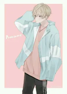 😅 Amane Anime, Männlich, Charakter, Pastell telegram sticker