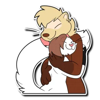🤗 Frettchen, Cartoon, Tier, süß, Umarmung, fellartig whatsapp sticker
