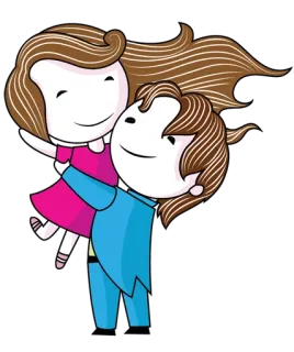 ❤ 만화, 커플, 포옹, 사랑, 애정 telegram sticker