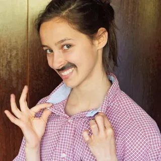 😊 femme, moustache, chemise, portrait, personne whatsapp sticker