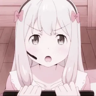 💗 Eromanga Sensei Anime, Gaming, Mignon, Fille, Casque telegram sticker