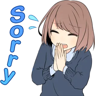 😓 Sorry apology, sorry, anime, cartoon, cute telegram sticker