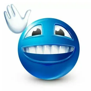 👋 Émoticône, Emoji, Bleu, Sourire, Signe de la main, Main telegram sticker