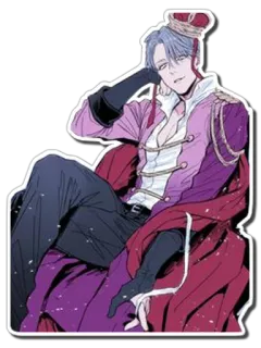 😎 Anime, Personaje, Rey, Corona, Real, Morado, Rosa, Trono telegram sticker