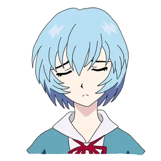 👿 Rei Ayanami Neon Genesis Evangelion anime, character, rei ayanami, sad, evangelion, blue hair telegram sticker