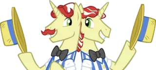 😊 pony, cartoon, animation, character, animal, hats, mustache, twins telegram sticker