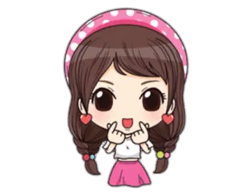 ❣ Desenho animado, Menina, Fofo, Coração, Coração coreano telegram sticker