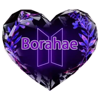 💜 Borahae Borahae, BTS, cuore, viola, cristallo, K-pop telegram sticker