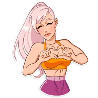 ❤️ Frau, Herz, Fitness, Liebe, Geste telegram sticker
