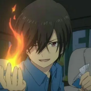 🔥 anime, boy, fire, cartoon, character telegram sticker