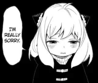 😞 Anya Forger Spy x Family I'M REALLY SORRY. Anime, Manga, Lo siento, Lindo/a, Triste, Anya Forger, Spy x Family whatsapp sticker