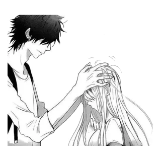 🤗 Anime, Mangá, Casal, Afasto na cabeça, Afeição, Romance, Fofo whatsapp sticker