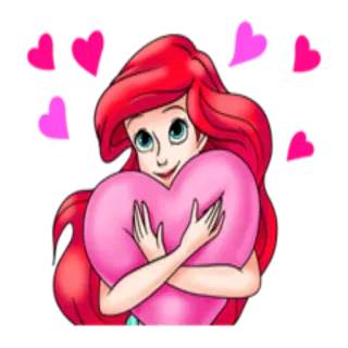 ❤ Ariel Disney, Ariel, Coeur, Dessin animé, Princesse telegram sticker