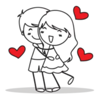 😚 cinta, pasangan, romansa, hati, peluk, kartun, ilustrasi whatsapp sticker
