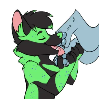 🐾 furry furry, paw, licking, green, canine, cute, anthropomorphic, sticker telegram sticker