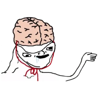 🥴 meme, brain, open head, cartoon, expression whatsapp sticker