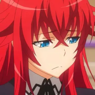 👑 Rias Gremory High School DxD Anime, cheveux roux, yeux bleus, femme, Rias Gremory, High School DxD whatsapp sticker