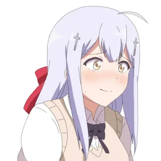 😳 anime, cartone animato, ragazza, personaggio, capelli bianchi telegram sticker