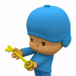 🪡 Pocoyo 小P优优, 钥匙, 卡通, 儿童, 孩子, 动画 whatsapp sticker
