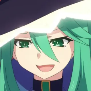 😅 Natsumi Kyouno Date A Live animé, cheveux verts, sorcière, femme whatsapp sticker