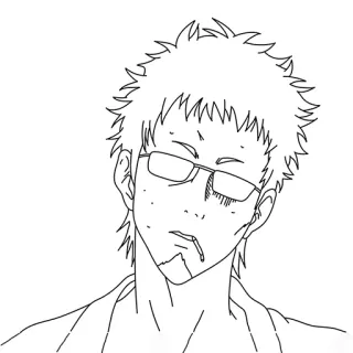 😨 Anime, Manga, Charakter, Brille, Zigarette, Rauchen telegram sticker