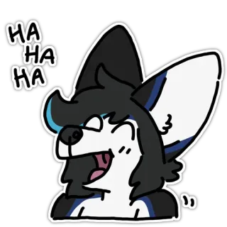😄 HA HA HA furry, laughing, wolf, cartoon, animal, happy, haha whatsapp sticker