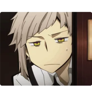 😐 Atsushi Nakajima Bungou Stray Dogs Anime, Manga, Charakter, Atsushi Nakajima, Bungou Stray Dogs, Neutraler Ausdruck telegram sticker