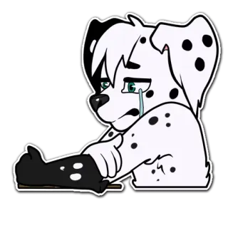 😥 perro, llorando, triste, dibujos animados, peludo, antropomórfico, dálmata whatsapp sticker