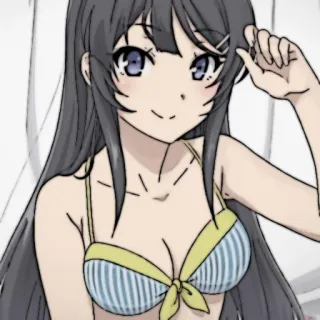 🐰 Mai Sakurajima Rascal Does Not Dream of Bunny Girl Senpai 애니메이션, 청춘 돼지, 사쿠라지마 마이, 비키니, 귀여운, 애니메이션 여자 whatsapp sticker