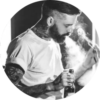 🚬 man, beard, tattoo, smoking, drink telegram sticker