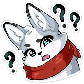 ❓ lis, znaki zapytania, kreskówka, uroczy, zdezorientowany, naklejka telegram sticker