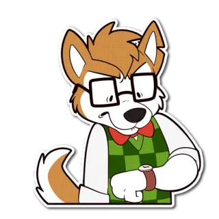 🕙 dibujos animados, antropomórfico, perro, gafas, preppy, pajarita telegram sticker