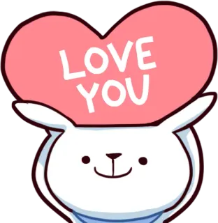 ❤️ LOVE YOU Liebe, Hase, Herz, Süß, Cartoon, Tier, Gruß telegram sticker