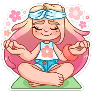 🧘‍♀️ méditation, yoga, fille, paisible, fleurs telegram sticker