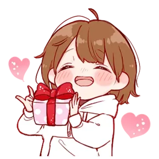 💞 anime, chibi, cute, gift, hearts, present telegram sticker