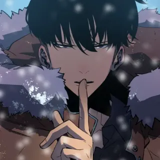 ✨ Anime, Uomo, Serio, Dito, Shhh whatsapp sticker