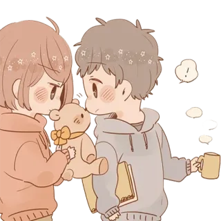 😘 Cartone animato, Coppia, Carino, Amicizia, Kawaii telegram sticker