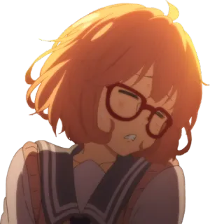 😟 anime, girl, cute, glasses, school uniform telegram sticker