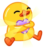 💜 canard, coeur, mignon, dessin animé, animal, kawaii whatsapp sticker