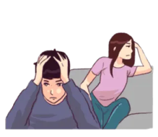 😕 zły, smutny, zestresowany, problemy w związku, para, kłótnia telegram sticker