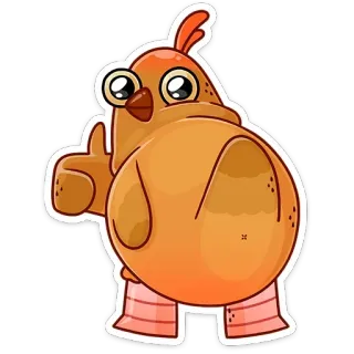 👍 pollo, pulgar arriba, pájaro, animal, pegatina telegram sticker