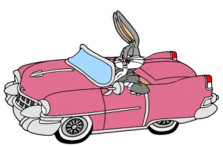 🚗 Bugs Bunny dibujos animados, conejo, coche, conduciendo, Looney Tunes telegram sticker