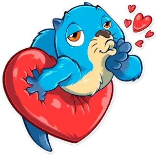 😘 otter, tier, herz, liebe, süß, cartoon telegram sticker