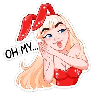 😏 OH MY... ragazza, coniglio, oh mio dio, sorpreso, cartone animato, adesivo telegram sticker