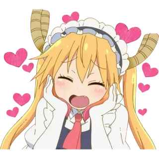 😍 Tohru Miss Kobayashi's Dragon Maid Аниме, Дракон, Каваий, Горничная, Сердце, Милый telegram sticker
