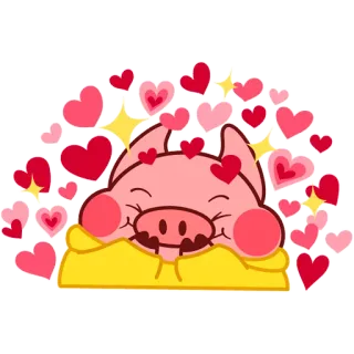 🥰 babi, hati, cinta, imut, hewan, kartun telegram sticker