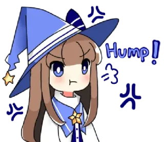 😠 Hump! Anime, Bruxa, Menina, Fofa, Azul, Estrela, Beicinho telegram sticker