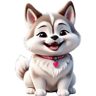 😀 Welpe, Hund, Cartoon, niedlich, Tier, Husky whatsapp sticker