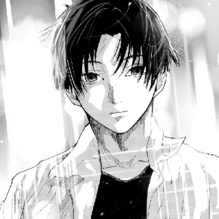 😕 Anime, Manga, Chico, Retrato, Blanco y negro telegram sticker