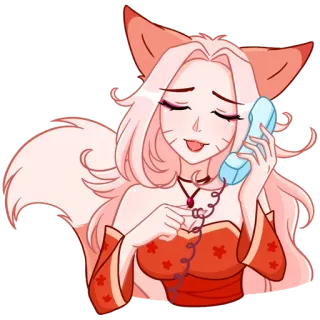 📞 Anime, Gadis rubah, Kawaii, Telepon, Stiker, Manga telegram sticker